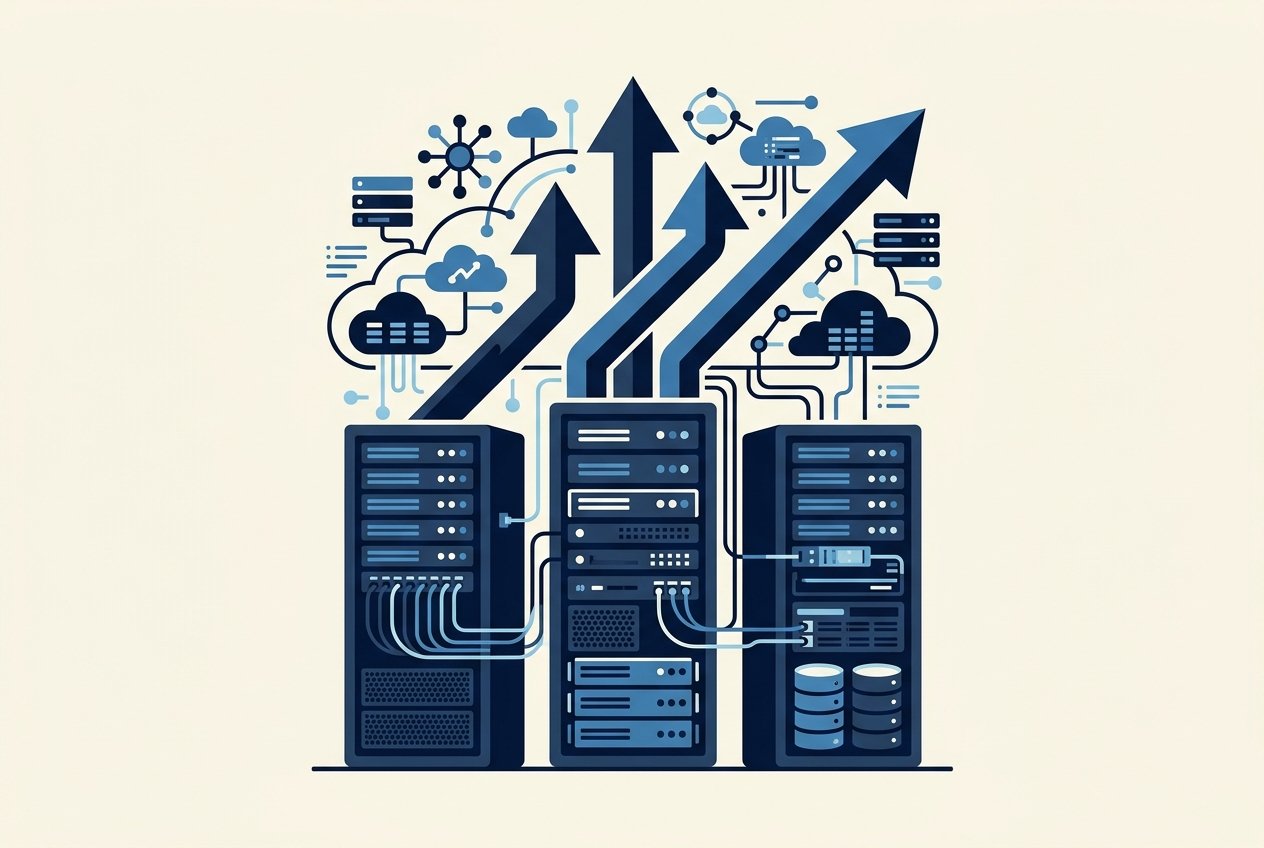 Ilustração de infraestrutura cloud escalável
